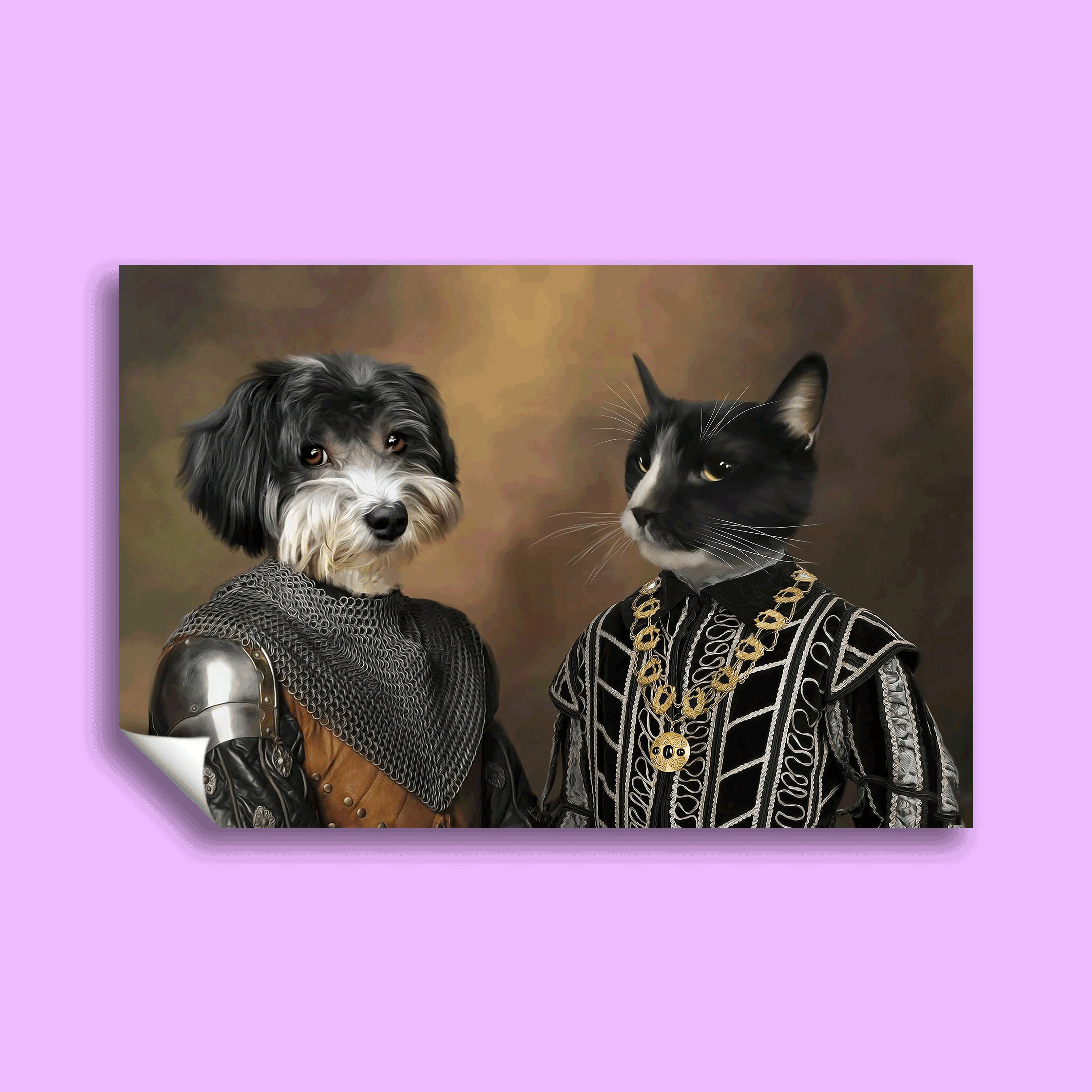 The Majestic Pair – Custom Multi-Pet Royal Portrait